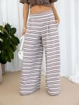 BY O LA LA...! SPODNIE WIDE LEG W PASY ALESSIA KAKAO - 2