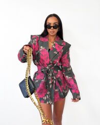 LA MILLA MARYNARKA WIGILIA JEANS W KWIATY BRĄZ/RÓŻ