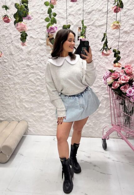 LA MILLA BLUZA OVERSIZE Z KOŁNIERZYKIEM SZARA