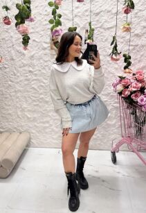 LA MILLA BLUZA OVERSIZE Z KOŁNIERZYKIEM SZARA