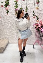 LA MILLA BLUZA OVERSIZE Z KOŁNIERZYKIEM SZARA