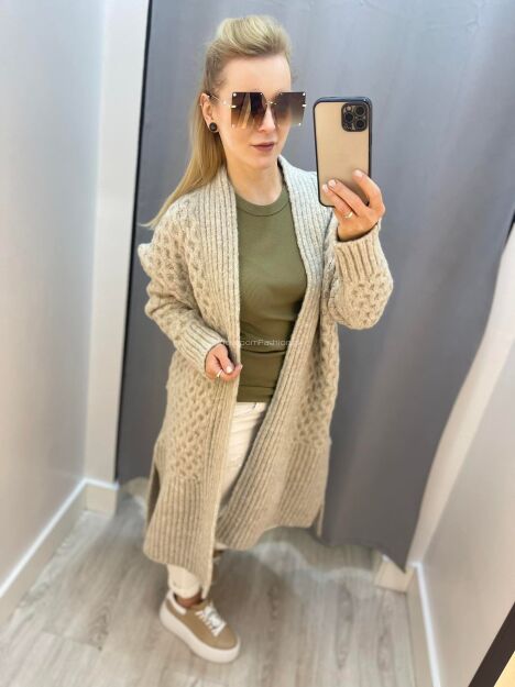 BY O LA LA...! SWETER KARDIGAN MONA BEŻ