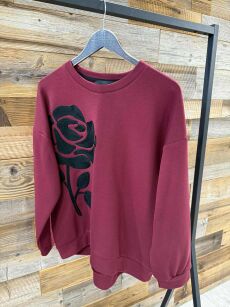 BY O LA LA! HAFTOWANA BLUZA PREMIUM BORDO
