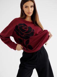 BY O LA LA! HAFTOWANA BLUZA PREMIUM BORDO
