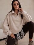 BY O LA LA! BLUZA Z WYSOKĄ STÓJKĄ BEŻ - 2