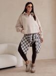 BY O LA LA! BLUZA Z WYSOKĄ STÓJKĄ BEŻ - 3