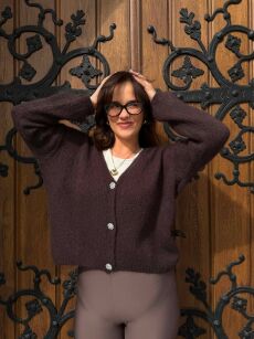 SWETER KARDIGAN OZDOBNE GUZIKI DAISY ESPRESSO