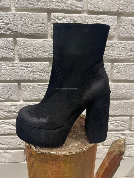 BY O LA LA..! BUTY BOTKI NA SŁUPKU CZARNE