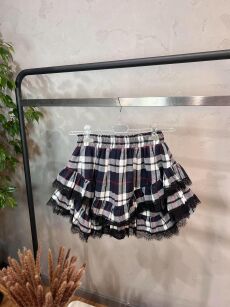 LADY DRAMA SPÓDNICZKO SPODENKI W KRATĘ GRANAT/CZERWIEŃ