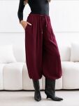 BY O LA LA...! LUŹNE SPODNIE TYPU BAGGY BORDO (MERLOT) - 2
