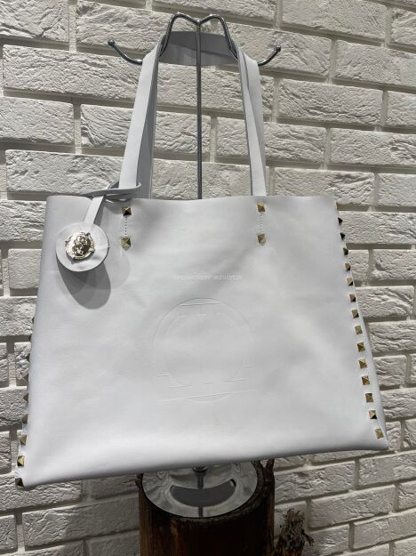 BY O LA LA ! TOREBKA SHOPPER SKÓRA NATURALNA BIAŁA