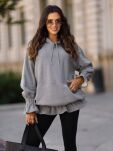 BY O LA LA! DRESOWA BLUZA SUKIENKA ŚCIĄGACZE/FALBANY SZARA (SMOKE GREY) - 3