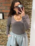 ROYAL CLUB BLUZKA LONGSLEEVE Z LOGIEM TAUPE - 2