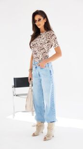 BY O LA LA! SPODNIE JEANSY ASYMETRYCZNE ZAPIĘCIE NIEBIESKIE