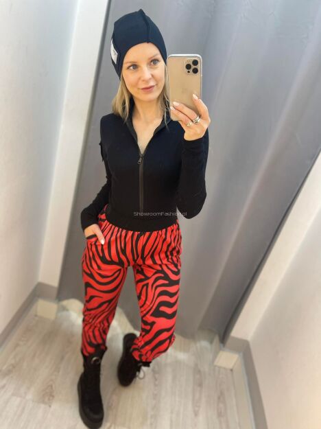 BY O LA LA ! SPODNIE DRESOWE SERDUSZKA ZEBRA CZERWONE