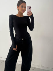 EMO SPODNIE JEANSY BANAN OVERSIZE CZARNE