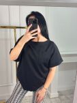 LA MILLA BLUZKA T-SHIRT OVERSIZE Z KIESZONKĄ CZARNA - 3