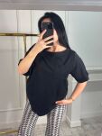 LA MILLA BLUZKA T-SHIRT OVERSIZE Z KIESZONKĄ CZARNA - 5