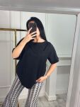 LA MILLA BLUZKA T-SHIRT OVERSIZE Z KIESZONKĄ CZARNA - 6