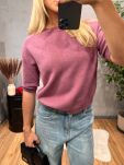 SWETER Z KRÓTKIMI RĘKAWAMI STELLA RÓŻ/FIOLET - 2