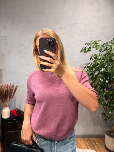 SWETER Z KRÓTKIMI RĘKAWAMI STELLA RÓŻ/FIOLET
