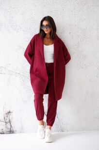 BY O LA LA! PŁASZCZ DRESOWY AUTUMN VIBES BORDO (MERLOT)