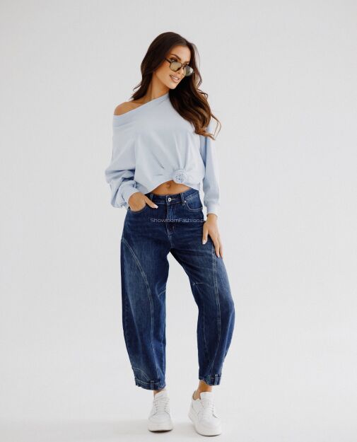BY O LA LA! ASYMETRYCZNA BLUZA OVERSIZE RÓŻA NIEBIESKA