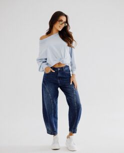 BY O LA LA! ASYMETRYCZNA BLUZA OVERSIZE RÓŻA NIEBIESKA