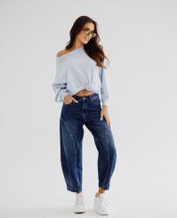 BY O LA LA! ASYMETRYCZNA BLUZA OVERSIZE RÓŻA NIEBIESKA