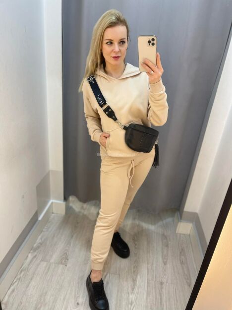 BY O LA LA...! DRES KOMPLET NAPIS BEŻ