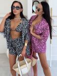 LA MILLA KOMPLET KOSZULA KIMONO + SZORTY PRINT LOGO CZERŃ - 9