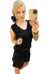 BY O LA LA...!  ZESTAW BLUZA + TOP WELUR CZARNY - 7