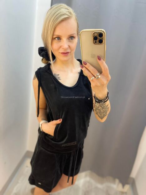 BY O LA LA...!  ZESTAW BLUZA + TOP WELUR CZARNY