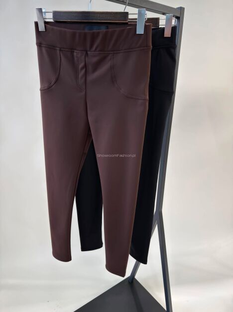 BY O LA LA...! OCIEPLANE LEGGINSY PUSH UP ESPRESSO (CZEKOLADA)