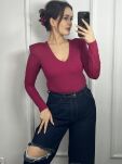 LA MILLA BODY V-NECK Z PODUSZKAMI BORDO/MALINA - 2