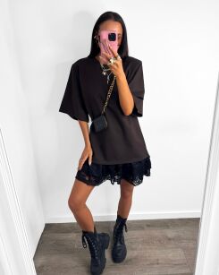 LA MILLA WISKOZOWY T-SHIRT OVERSIZE CZEKOLADA