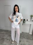 BY O LA LA! BLUZKA T-SHIRT ELEGANCE BIEL/NIEBIESKI - 3