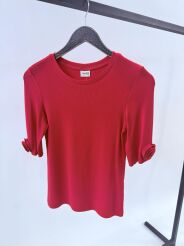 BY O LA LA! BLUZKA T-SHIRT PRĄŻEK ROSES RED KISS (CZERWONA)