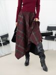 BY O LA LA! ROZKLOSZOWANA SPÓDNICA W KRATĘ MERLOT (BORDO) - 3