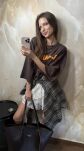 LA MILLA BLUZKA T-SHIRT OVERSIZE PARIS CZEKOLADA/POMARAŃCZ - 4