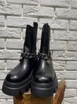 BY O LA LA...! BUTY BOTKI SKÓRZANE ŁAŃCUCH CZARNE - 3