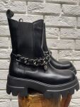 BY O LA LA...! BUTY BOTKI SKÓRZANE ŁAŃCUCH CZARNE - 7