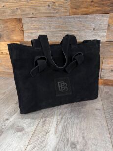 BY O LA LA ! TOREBKA SHOPPER ZE SKÓRY NATURALNEJ ZAMSZOWEJ CZARNA