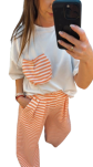 BY O LA LA! BLUZKA T-SHIRT MARINA BIEL/PAPAYA - 6