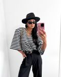 LA MILLA T-SHIRT V-NECK W PASY Z PODUSZKAMI BIEL/CZERŃ - 2