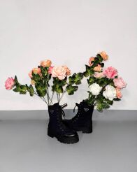 LA MILLA BUTY BOTKI WORKERY Z TRÓJKĄTNYM LOGO CZARNE