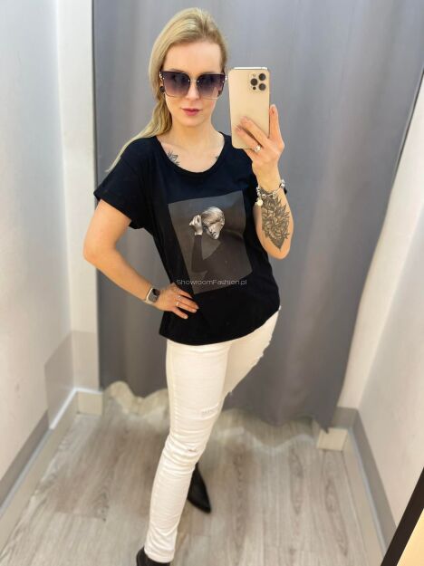BY O LA LA! BLUZKA T-SHIRT FOTO CZARNA II