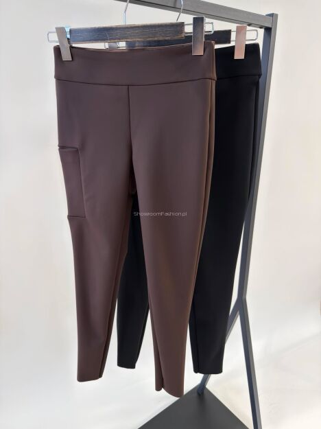 BY O LA LA...! SPODNIE LEGGINSY Z KIESZONKĄ ESPRESSO (CZEKOLADA)