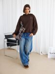 BY O LA LA...! DRESOWA BLUZA HOODIE Z ŻAKARDOWYM LOGO ESPRESSO - 4