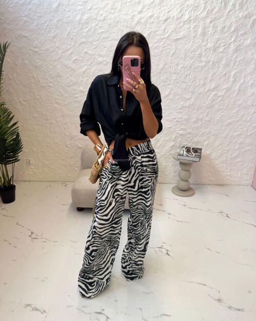 LA MILLA SPODNIE ZEBRA LNIANE BIEL/CZERŃ